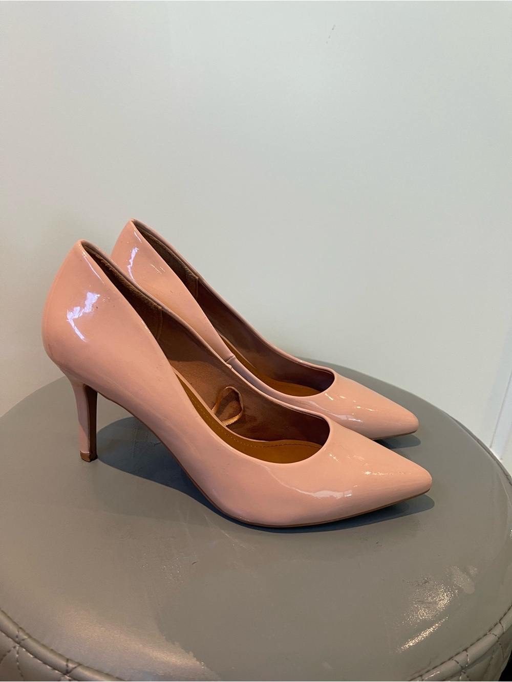 Women's Patent Pointed-Toe Pink/nude Pumps